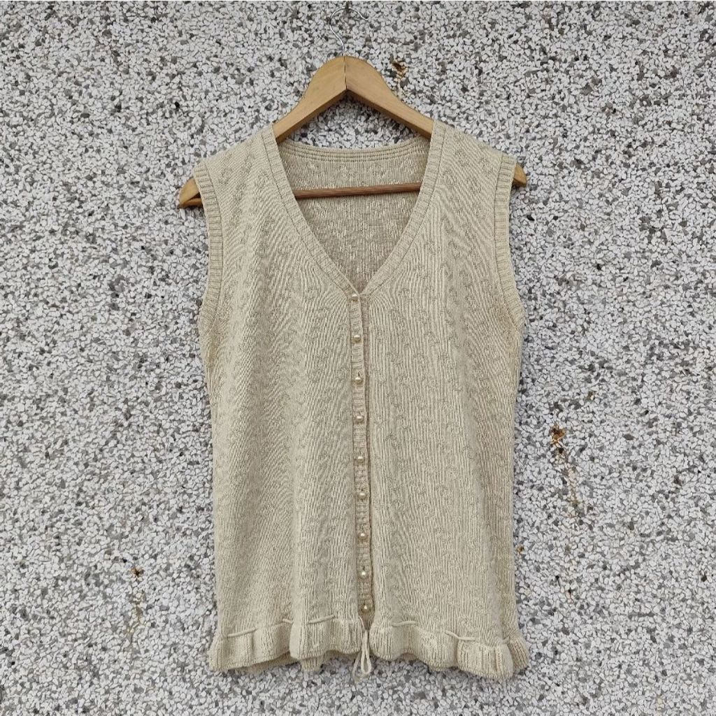 Colete bege tricô | M (Brechó)