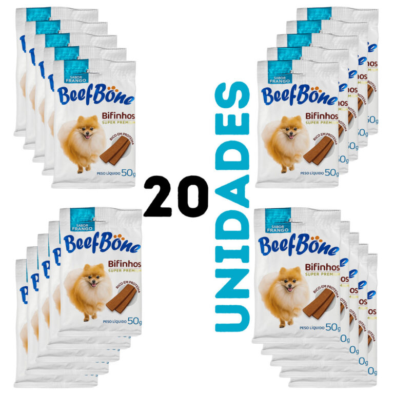 Kit 20 Petisco Para Gato Bifinho Sabor Frango Beef