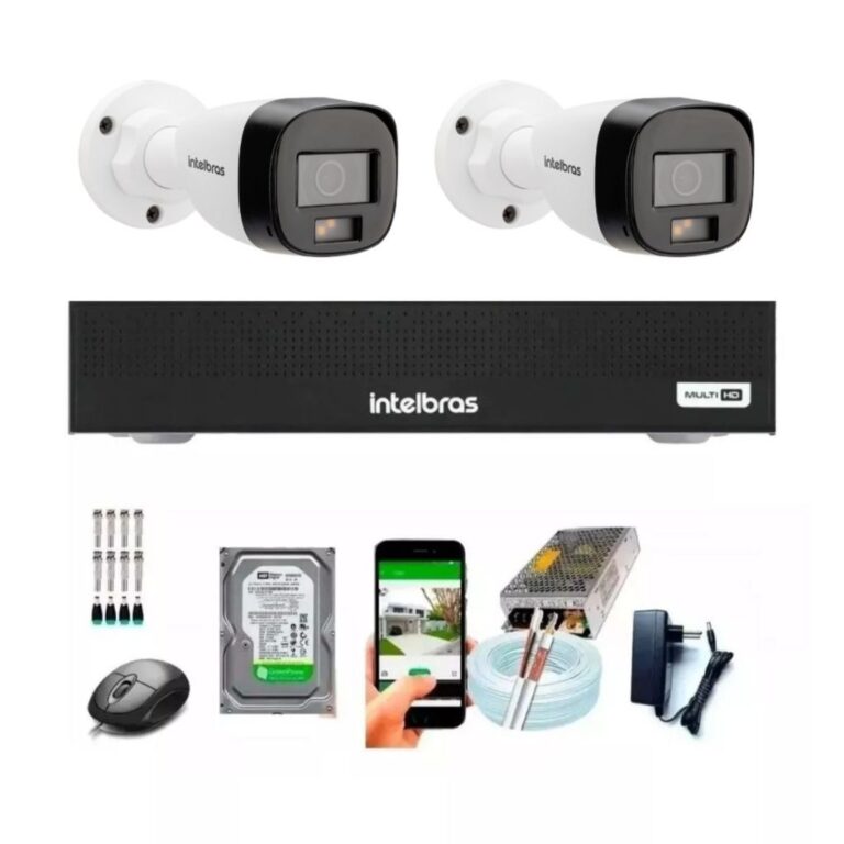 KIT 2 CÂMERAS VHD 1120 BULLET FULL COLOR DVR 4 CA