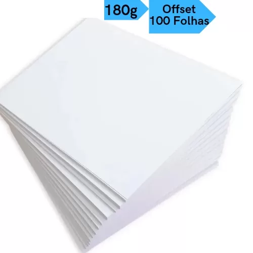 Papel Offset Opaline Liso 180g 100 Folhas A4 Branc