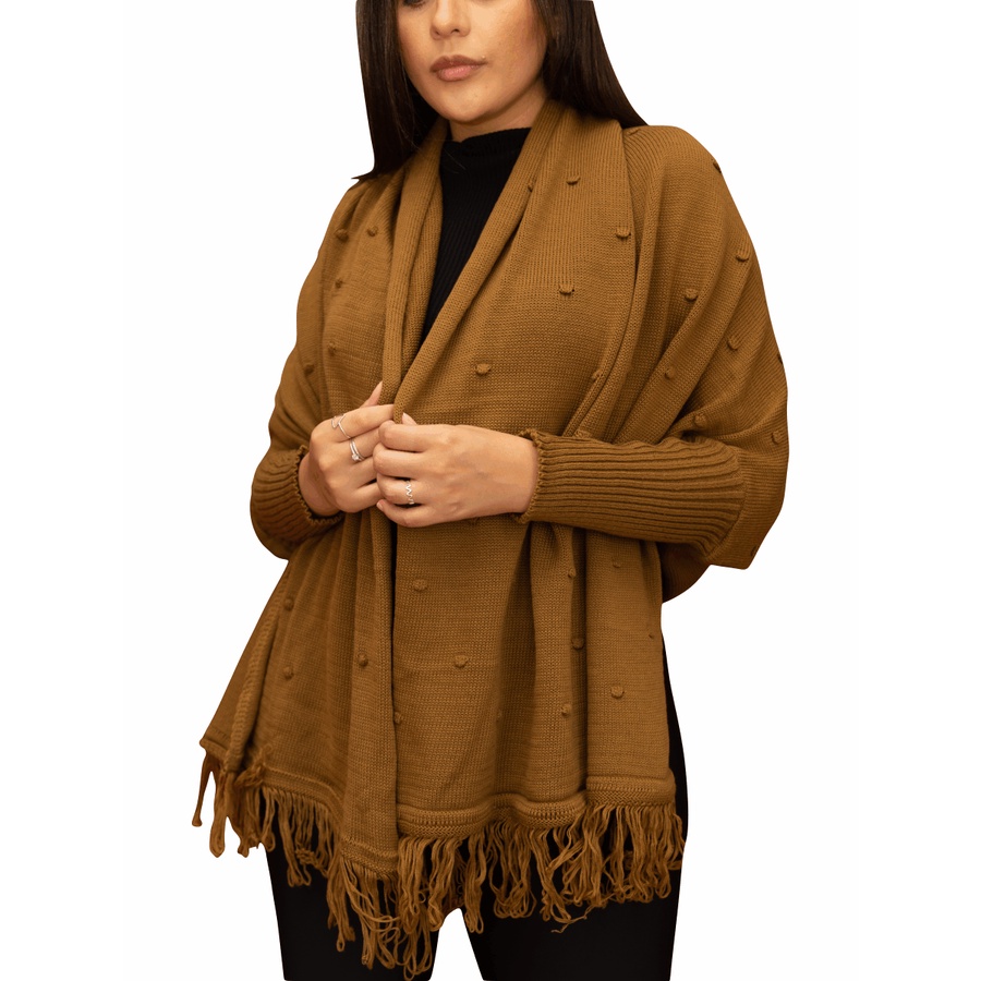 Xale Capa Poncho Blusa Feminina Trico Manga Longa Inverno