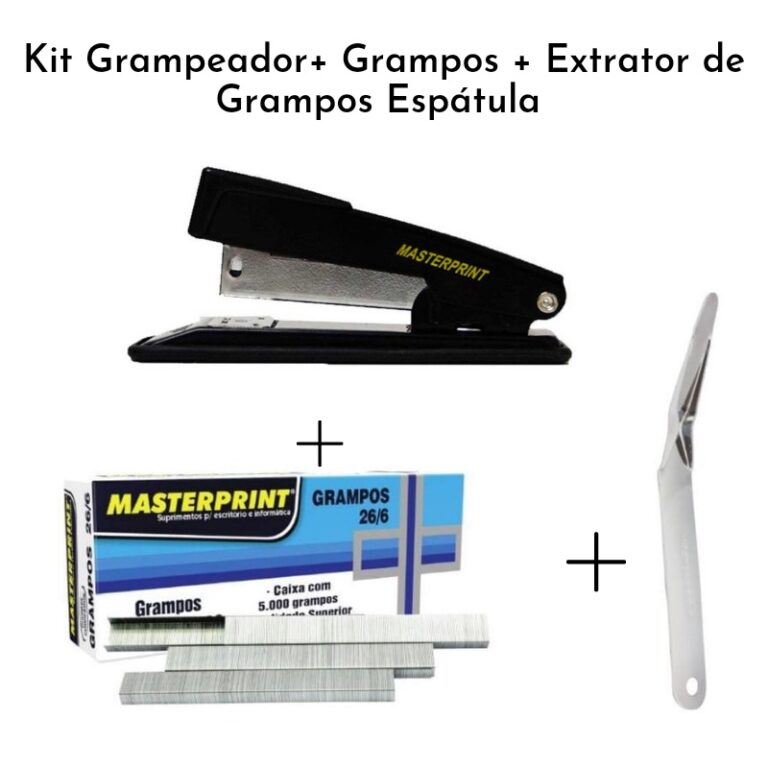 Kit Grampeador Com 5.000 Grampos 26/6 + Extrator d