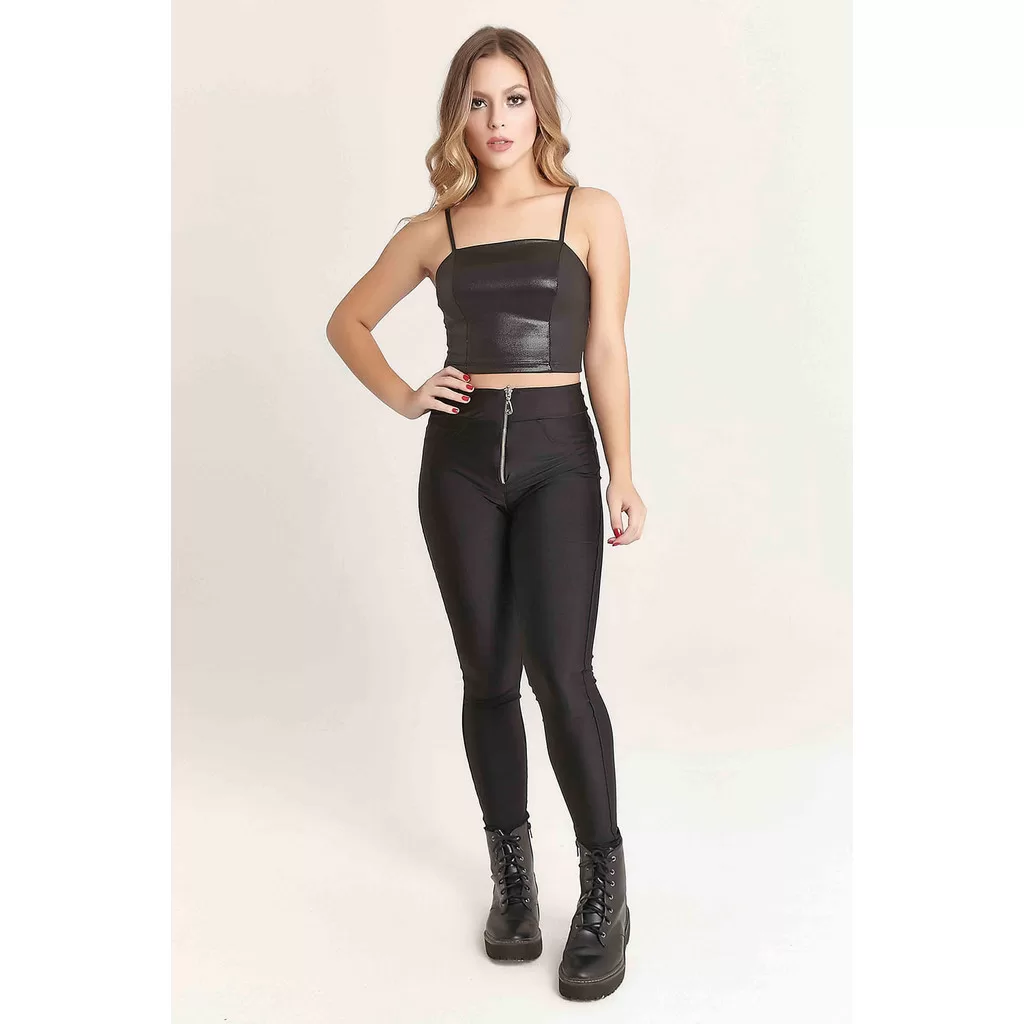 Calça Feminina Up Glam Skinny Zíper Planet Girls Preto