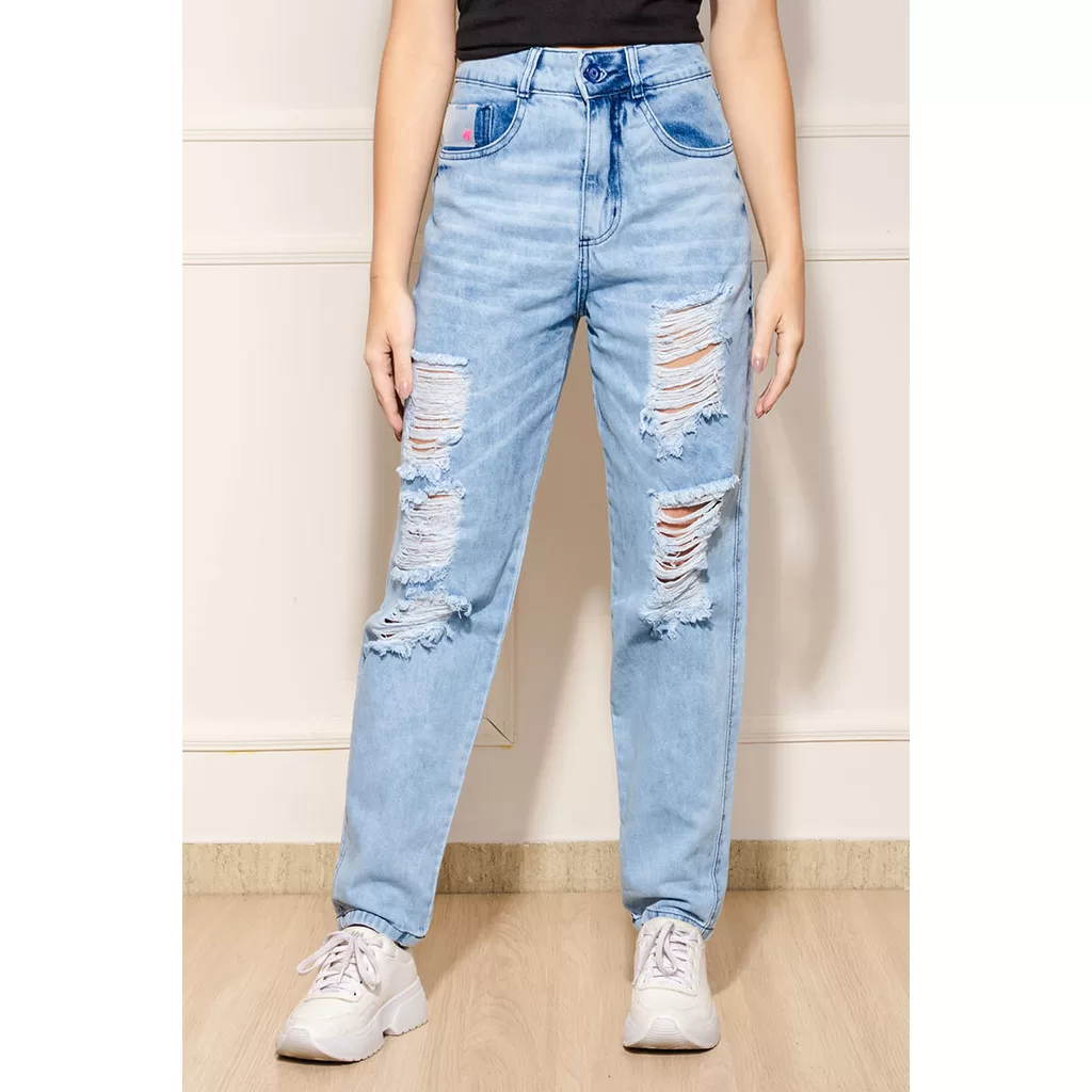 Biotipo Calça Feminina Slouchy Jeans Azul