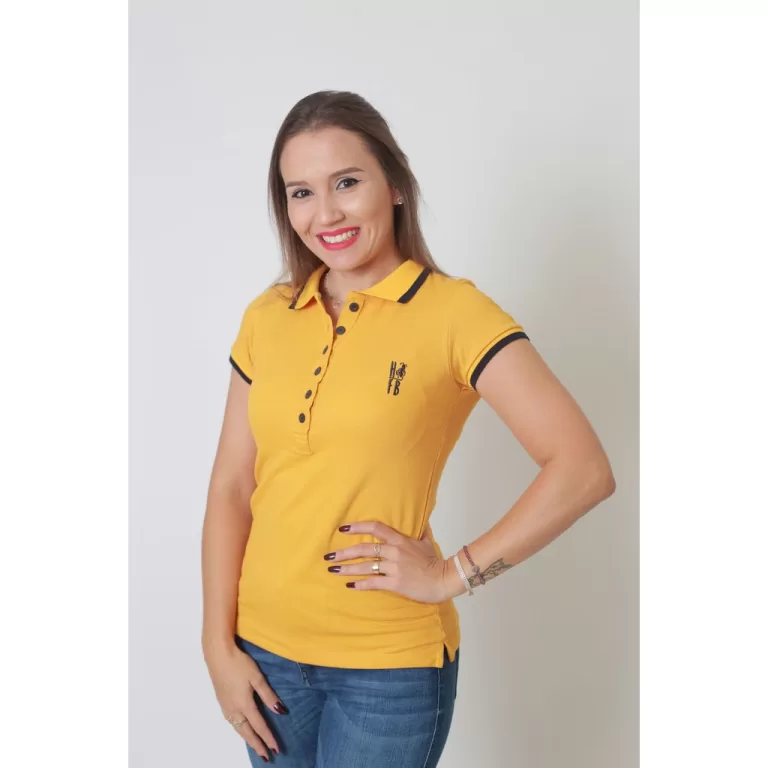 Camisa Polo Feminina Mostarda