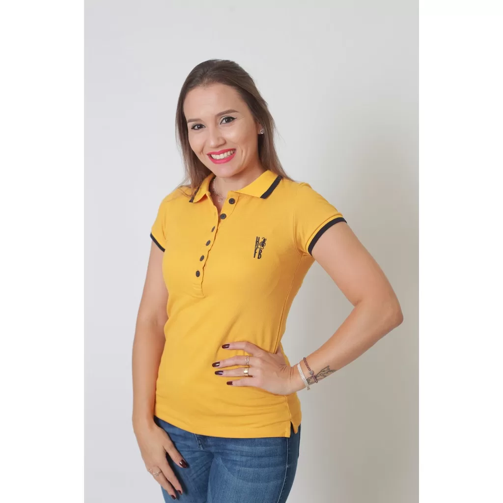 Camisa Polo Feminina Mostarda