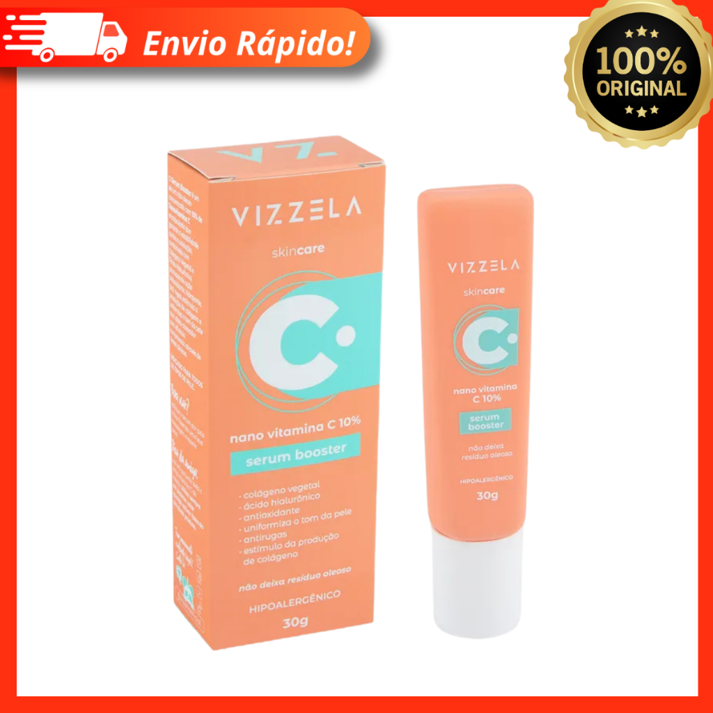 Sérum Facial Vitamina C Booster Antioxidante Antirugas Vizzela Vegano