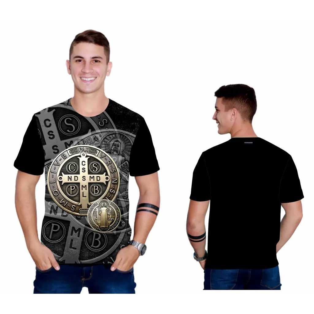 Camiseta Religiosa Católica Cruz de São Bento CTF1125