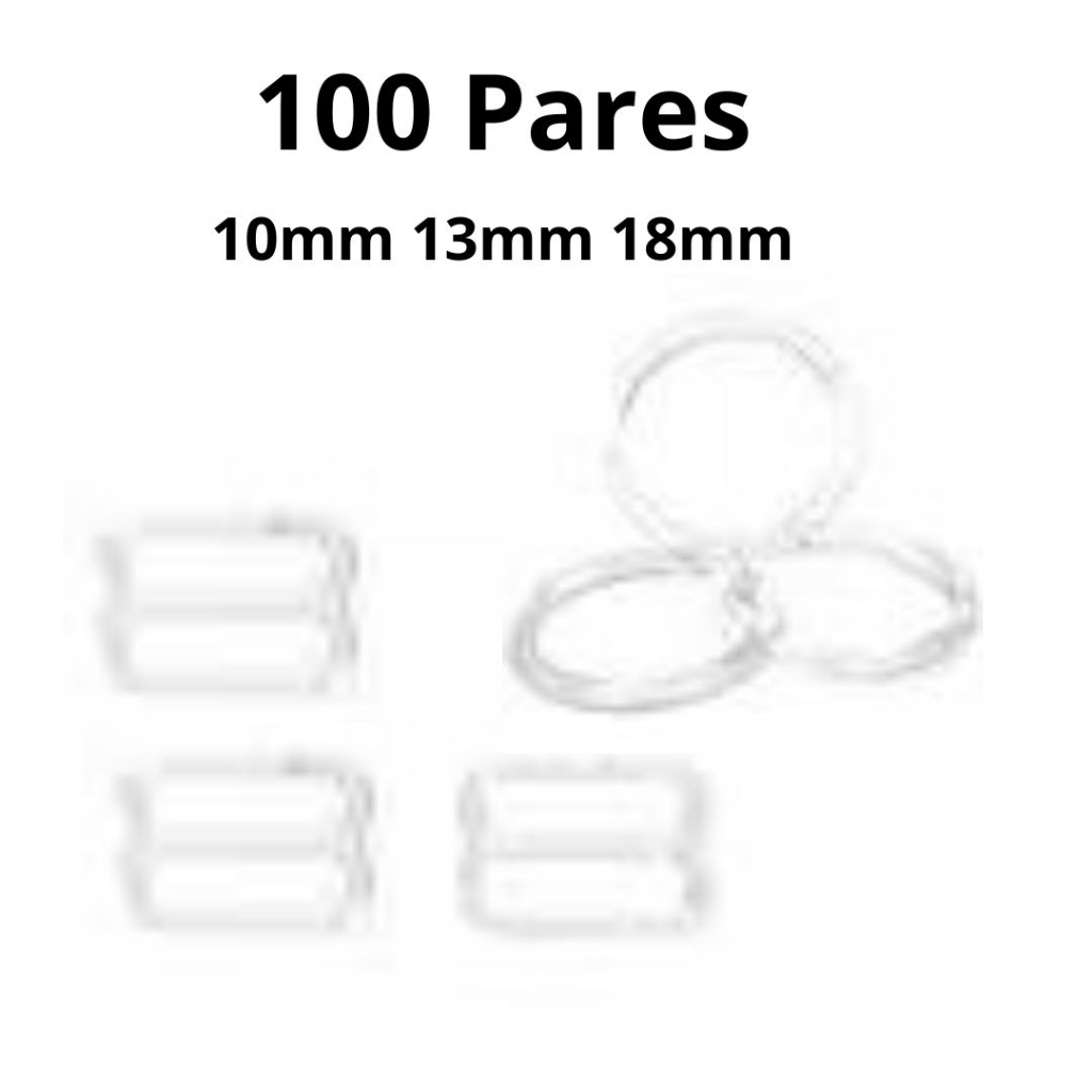 100 Pares De Argola e Regulador Plástico Transparente