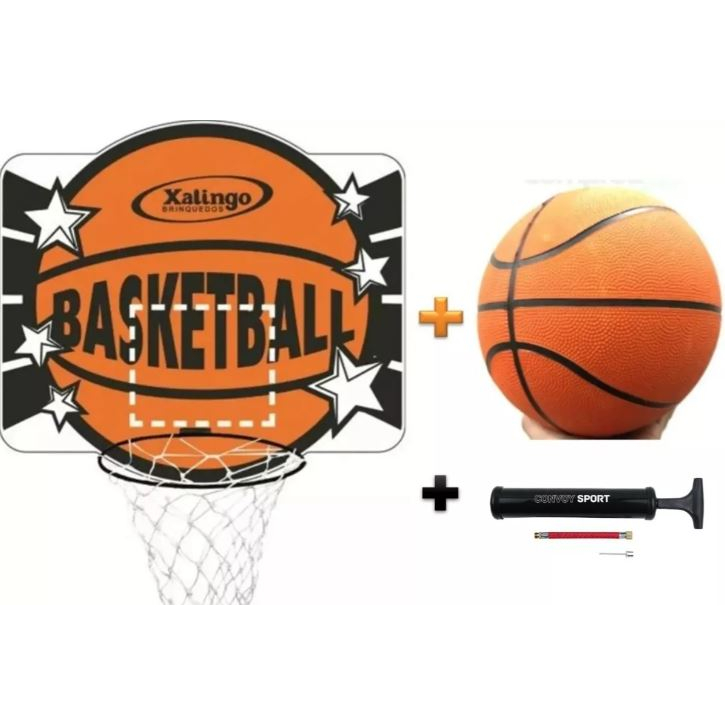 Kit Tabela de Basquete Cesta + Bola + Bomba Oficia