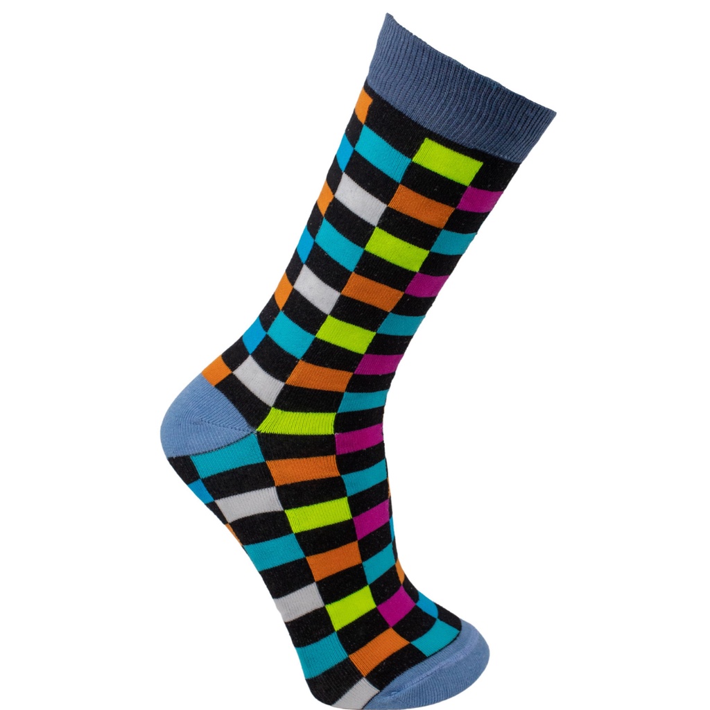 Meia Divertida Cano Longo Xadrez Oddo Multicolor Masculina/Feminina