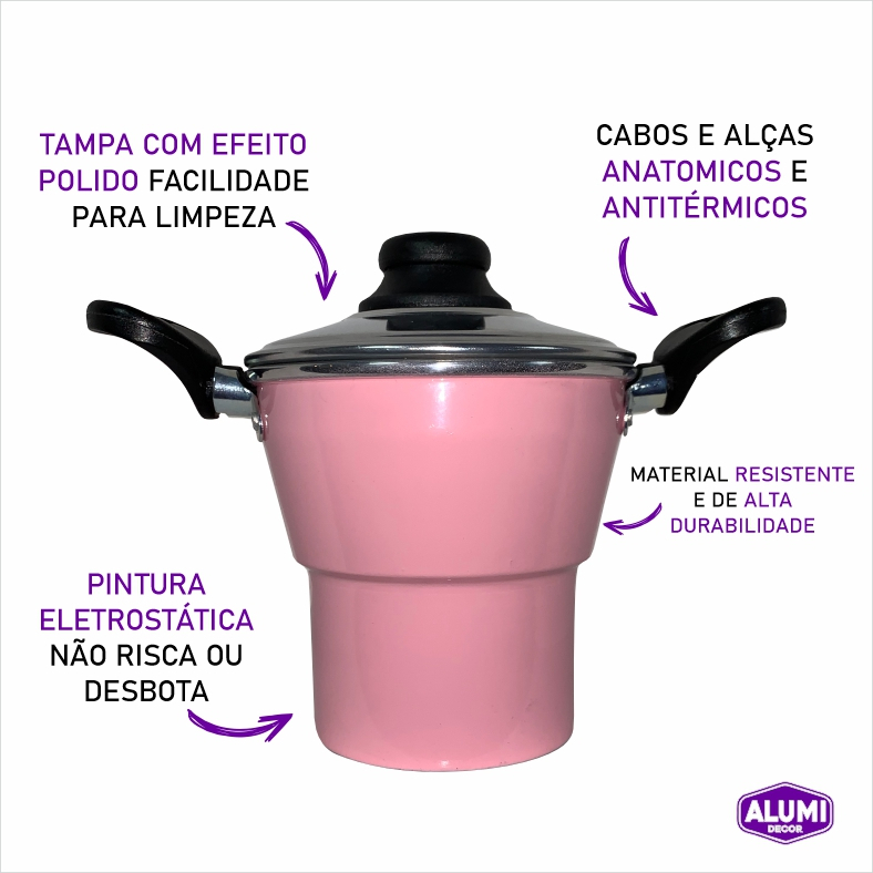 Cuscuzeiro Individual Nordestino Alumínio – Cozimento a vapor – com alça N°18 Cores