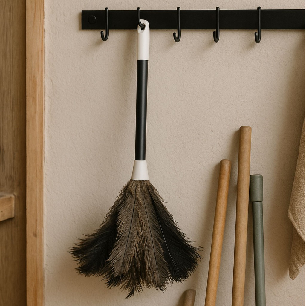 Espanador De Pó De Pena De Avestruz Para Pó Tira Pó Cabo De Madeira Limpeza Organização Faxina