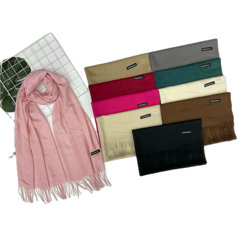 Cachecol Pashmina Lisa de Poliéster de 120G -150gcom franjas unisex j2405
