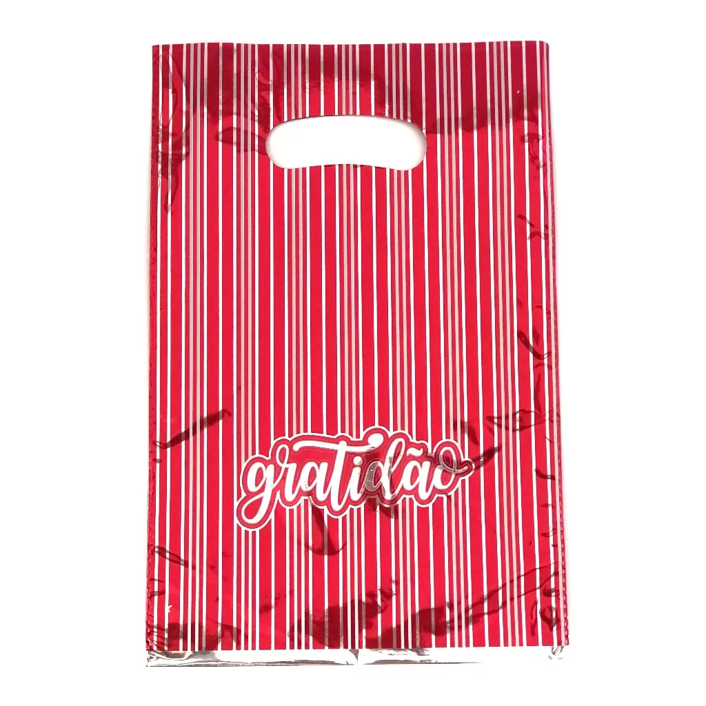 Sacola Boca de Palhaço 30x40cm Metalizada Com Frases Gratidão