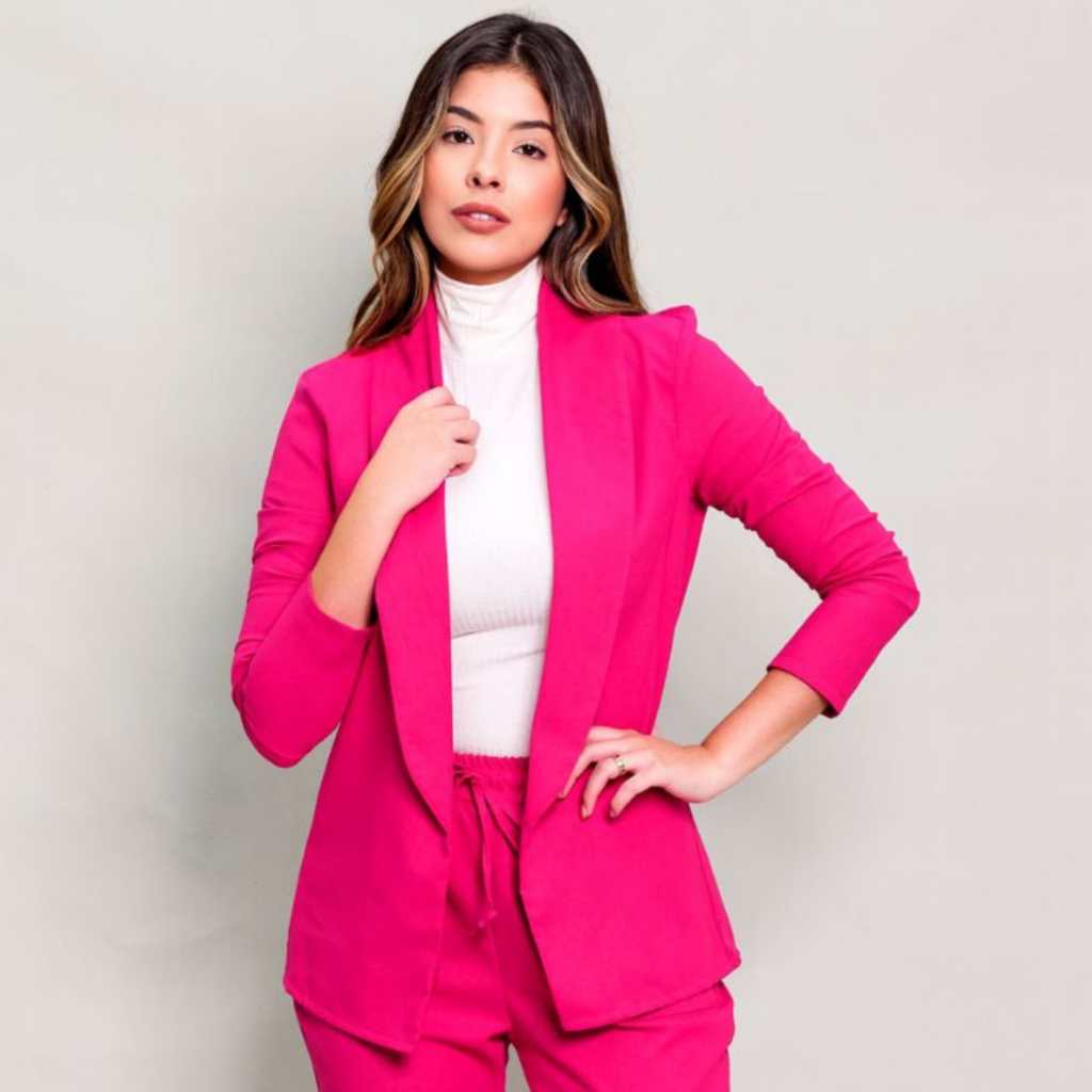 Blazer Feminino Casaco Social Tendências Moda Casual Trabalho Manga Longa Alongado Acinturado