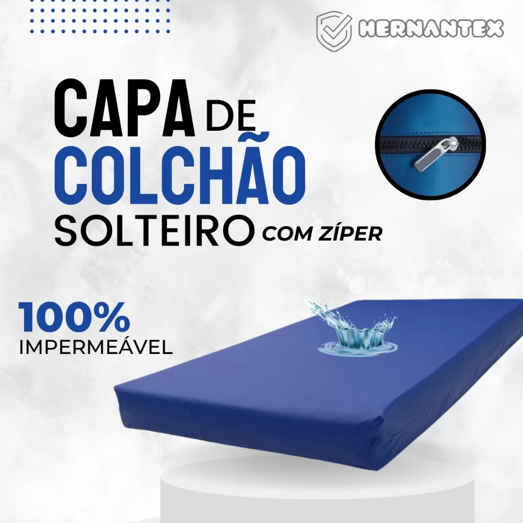 Capa de Colchão Solteiro Hospitalar Impermeável com Zíper