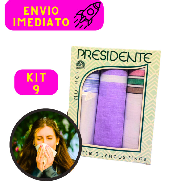 Jogo Kit 09 Lenços Feminino Prudente Cores Variad