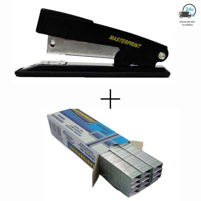 Kit Grampeador Metal + 5.000 Grampos 26/6 Galvaniz