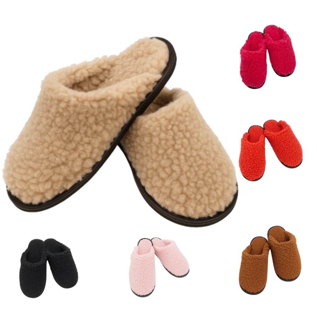 Pantufa de lã peluciada confort – Chinelo de inverno aveludada antiderrapante