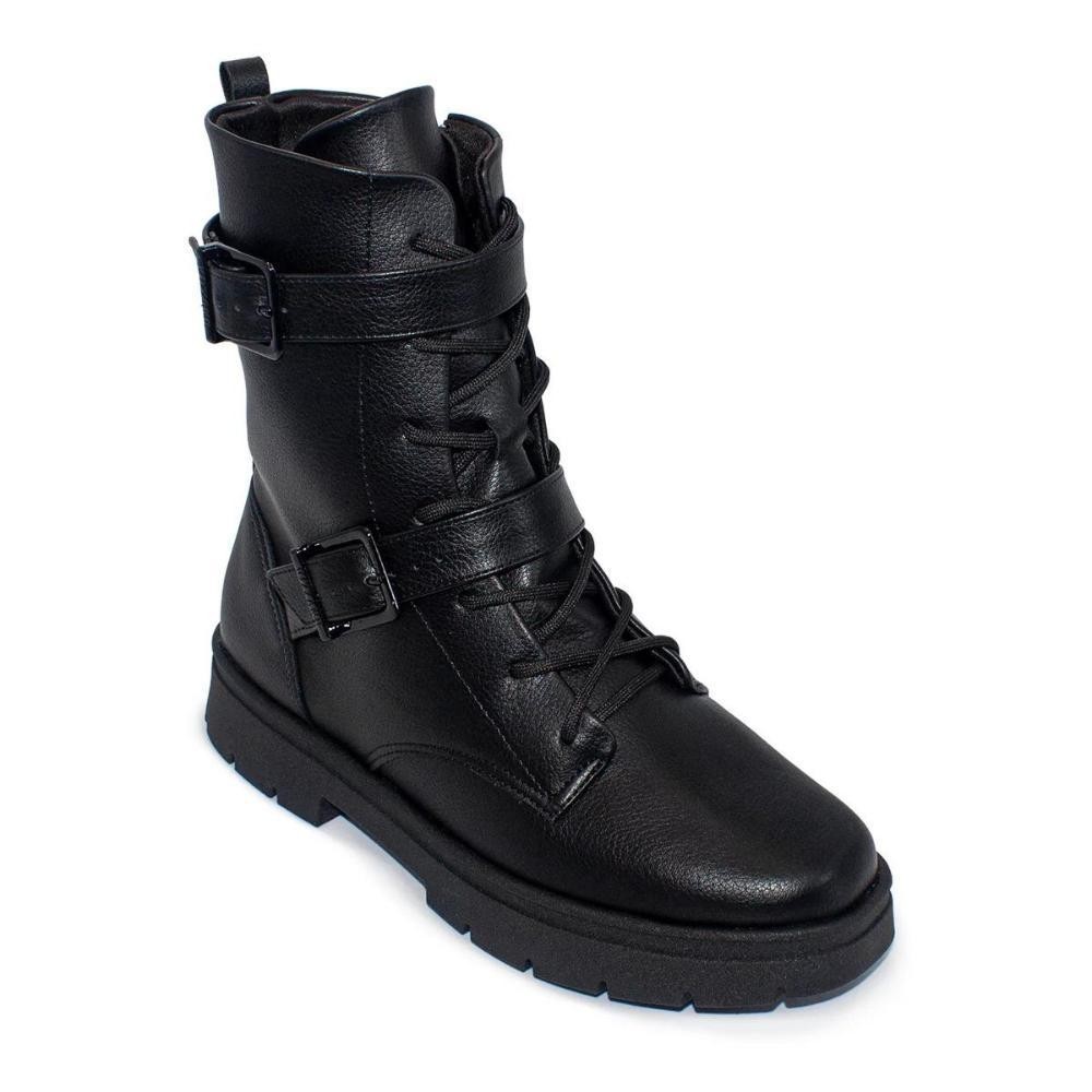 Bota Coturno Vizzano Fivelas Cadarço Floather – Preto