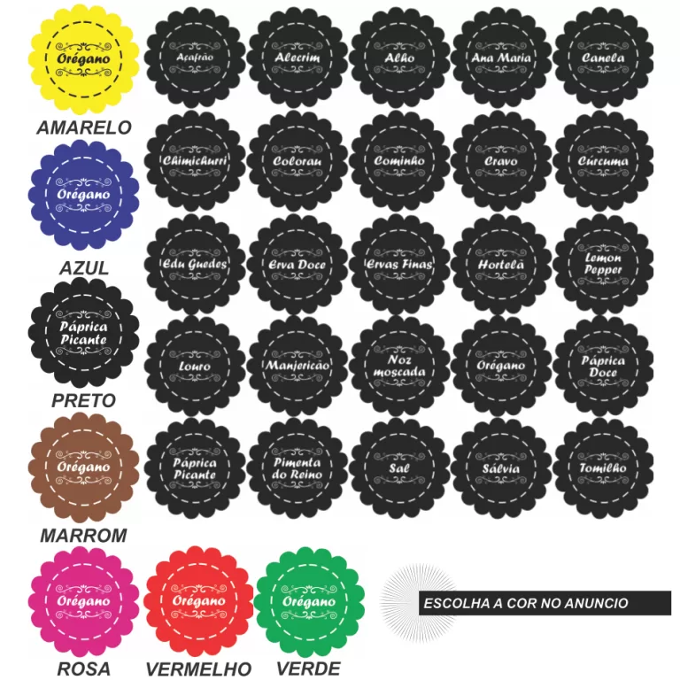 CARTELA TEMPERO 25 ETIQUETAS ADESIVO AUTO COLANTE 