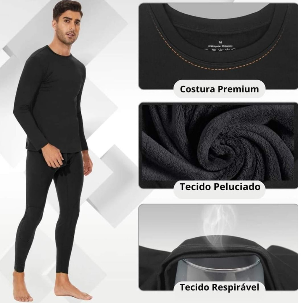 Blusa Térmica Masculina Proteção Uv 50+ Segunda Pele Peluciada