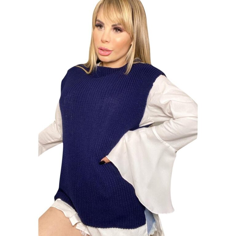 Suéter Blusa Colete Regata Inverno Tricot Grosso