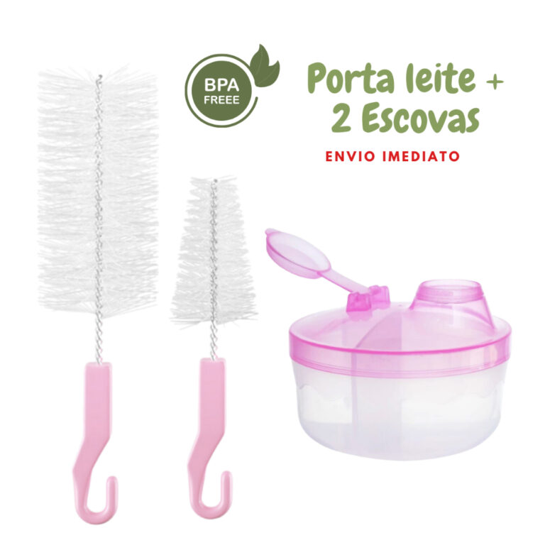 Kit Essencial 2 Escovas de Mamadeira + Porta Leite