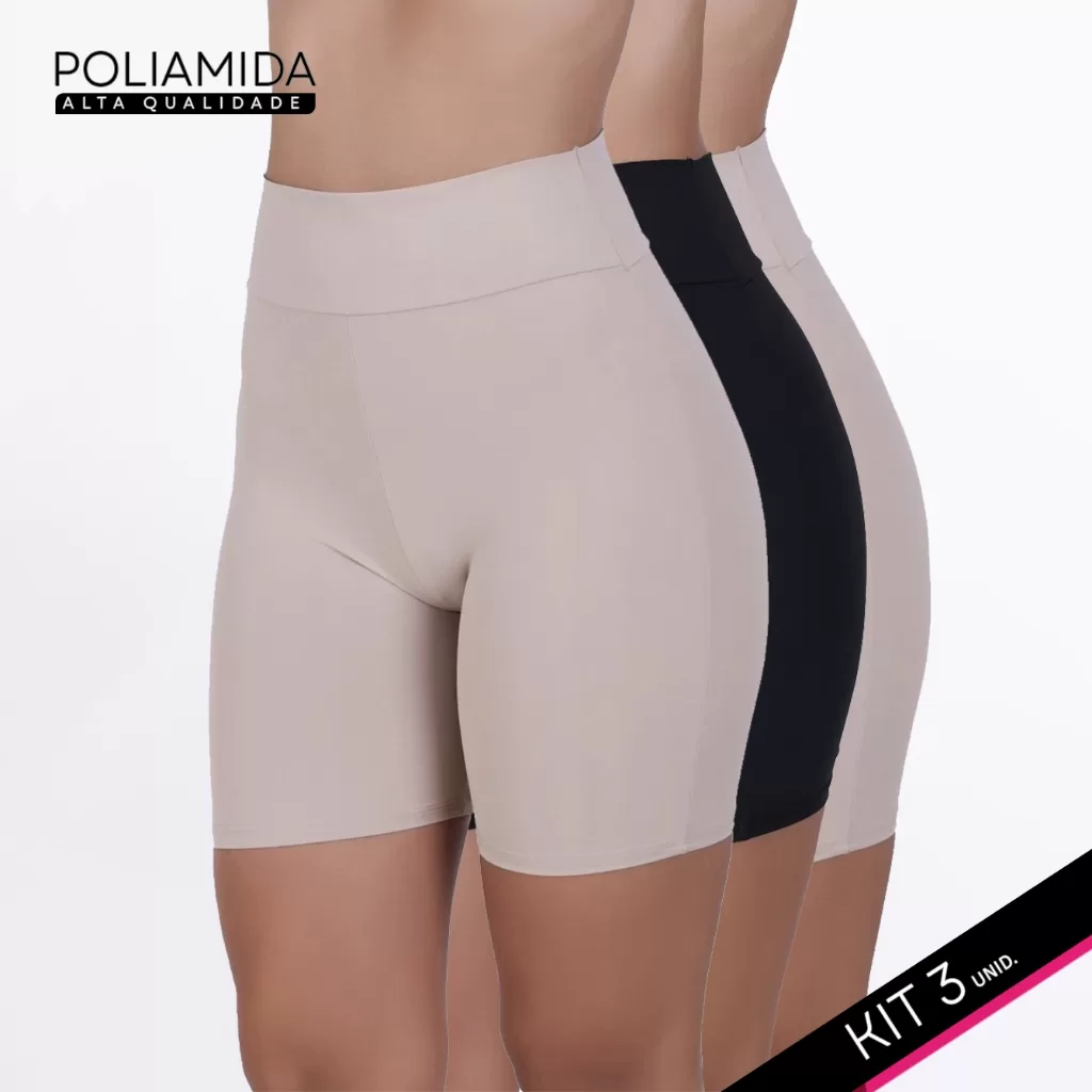Kit 3 Short Anágua Segunda Pele Conforto Pala Dupla Lingerie Poliamida Usar Por Baixo Vestido