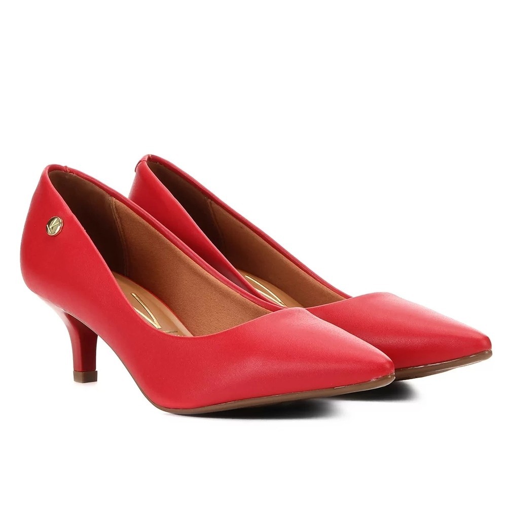 Scarpin Vizzano Salto Baixo Básico Bico Fino Feminino – Vermelho
