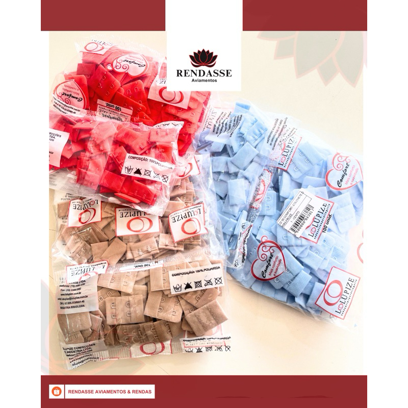 Pacote com 100 colchetes duplo comum (fecho) para sutiã 30mm