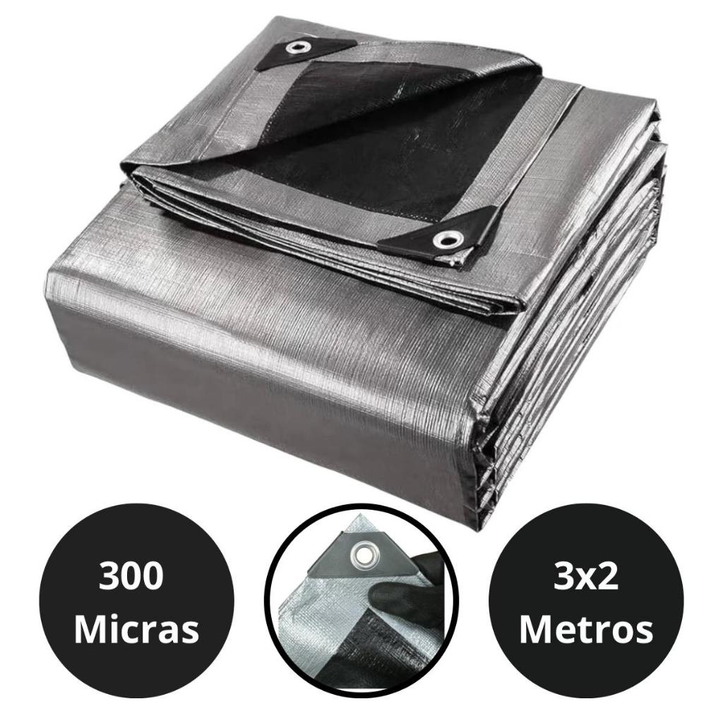 Lona 3×2 Blackout Cinza Preta Impermeável 300 Micras Grossa 190g/m2 TNT