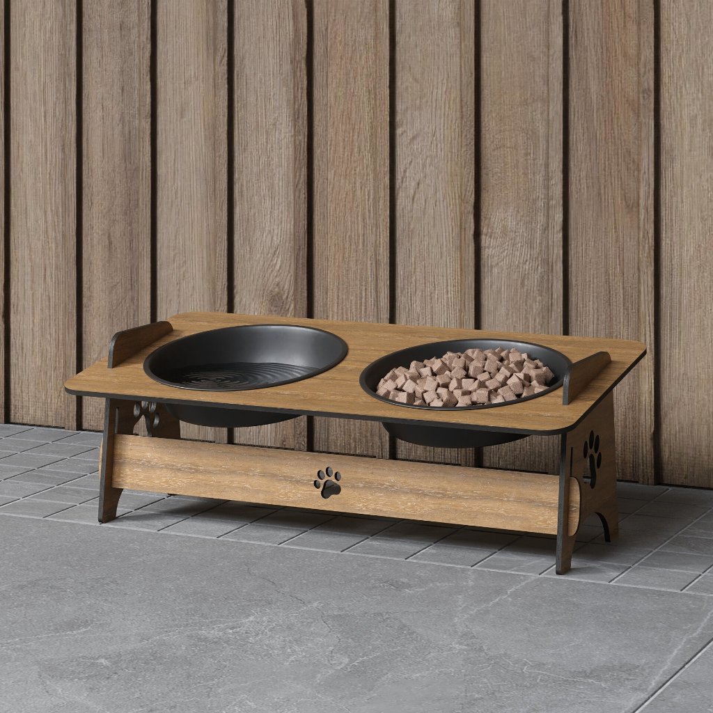 Comedouro Bebedouro Pet Elevado Gato Cachorro Marrom