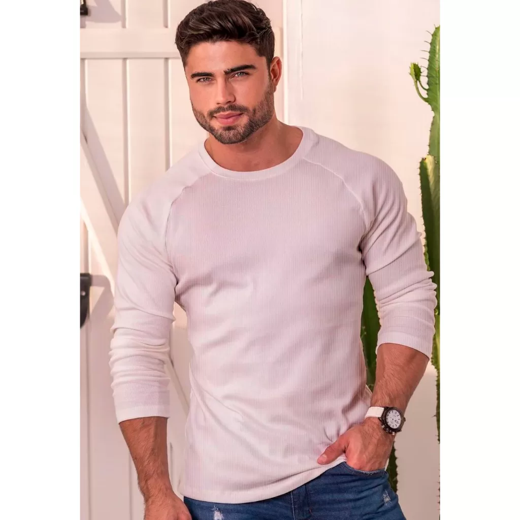 Blusa Masculina Manga Raglan Comprida Moda Outono Inverno Noite Elegante Homem