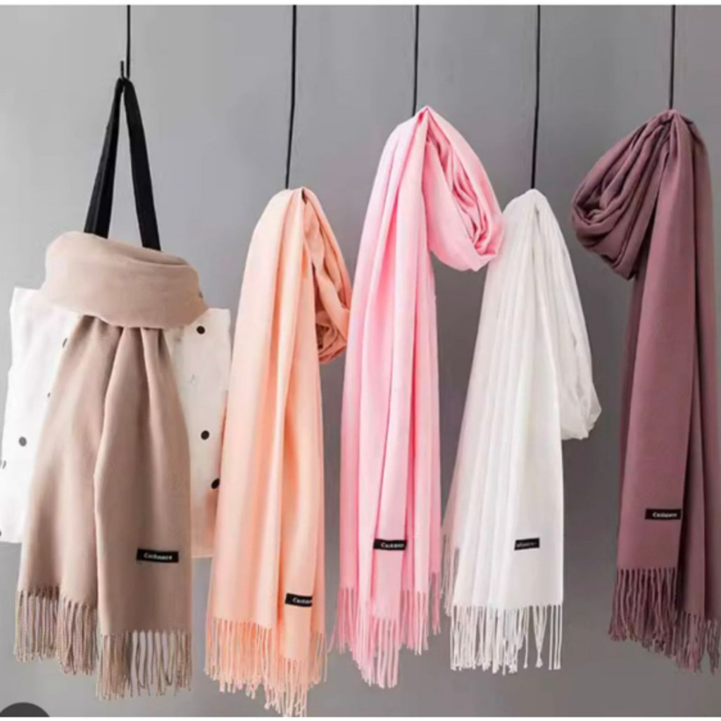 Cachecol Tipo Pashimina Echarpe Lenço Liso Inverno Moda Feminina 220GARAMAS