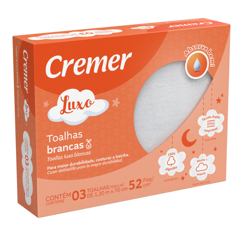 TOALHAS DE PANO BRANCAS 3un – CREMER LUXO