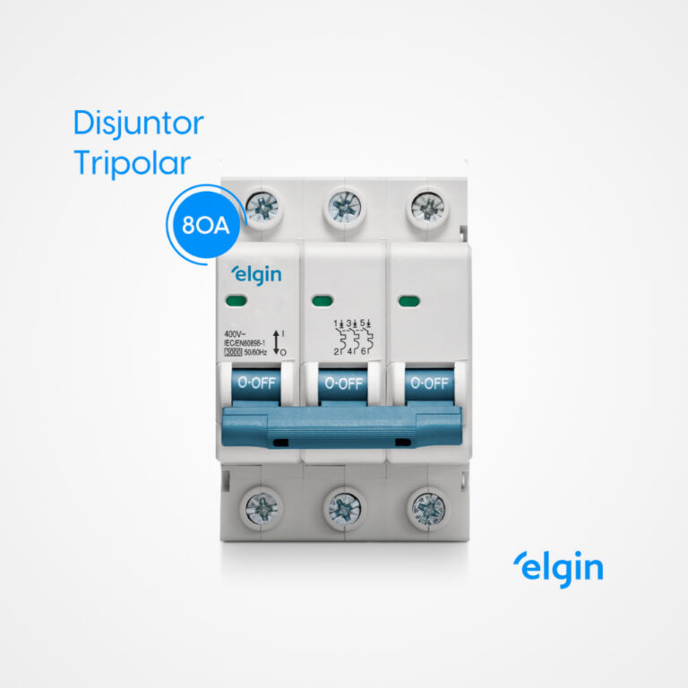 Disjuntor Tripolar 3 Polos Elgin 80a Termomagnéti