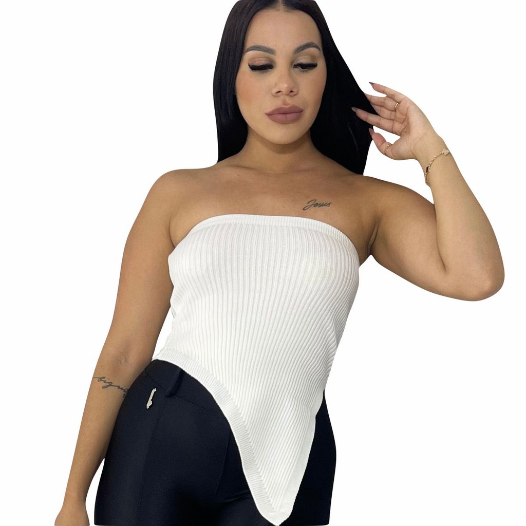 Tricô Croped Modal Blusa Tomara Q Caia Primavera Verão