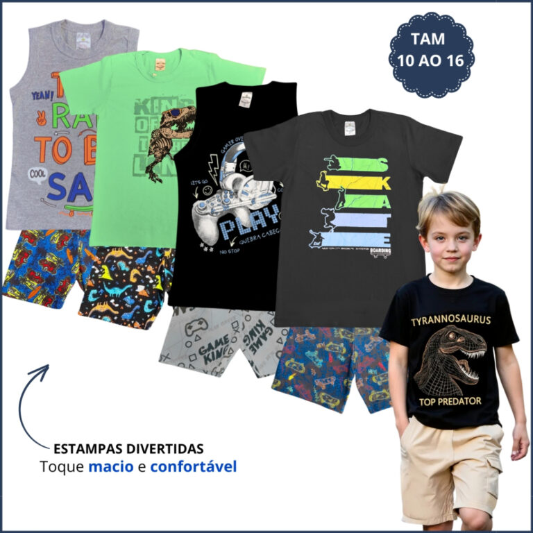 Kit 8 Peças Conjunto Infantil Menino Masculino Be