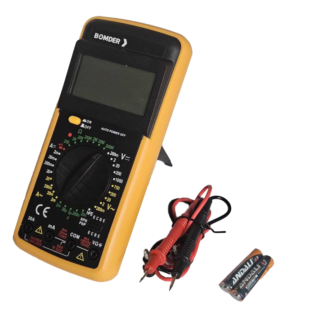 Multímetro Digital Portátil Profissional C/Capacímetro E Beep Bateria Cabo TesteMedição Display