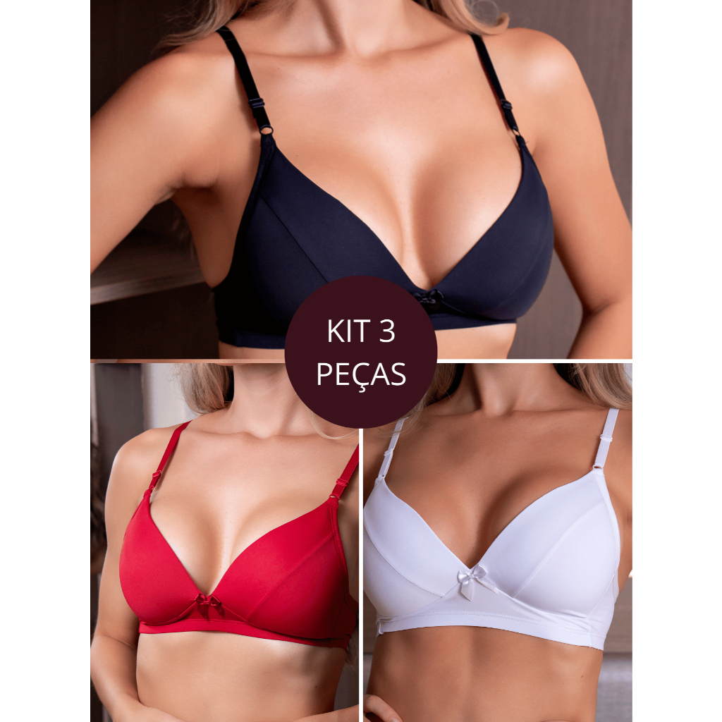 Kit 3 Peças – Sutiã Fernanda Com Bojo Soft Confortável Alça Regulável Atacado