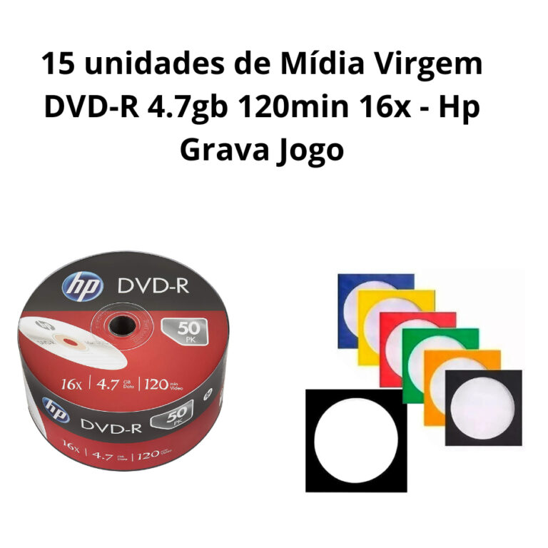 15 unidades de Mídia Virgem DVD-R 4.7gb 120min 16