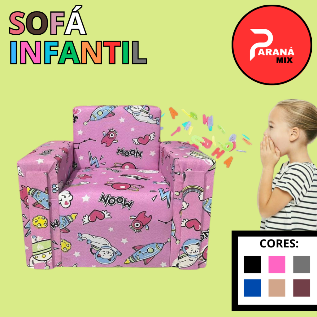 sofa infantil estampa fofa criaça sala quarto super macio