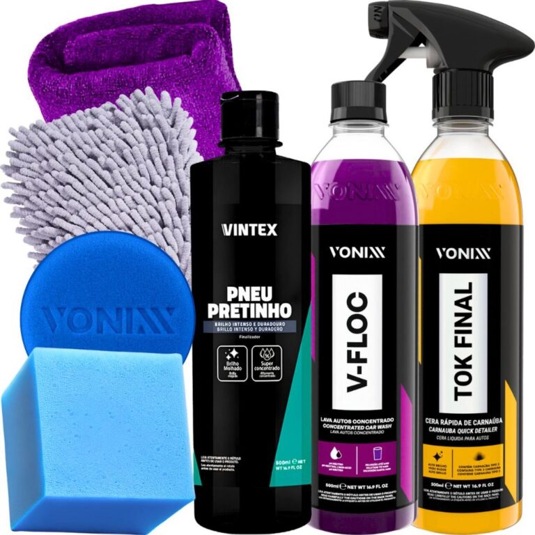 Kit Pneu Pretinho Shampoo V-Floc Cera Tok Final Ca
