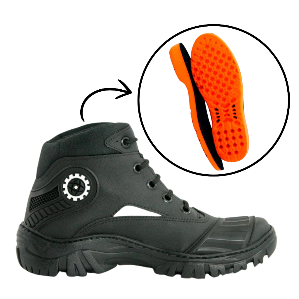 Bota Motoqueiro Coturno Masculino Motociclista Militar Cano Médio Motoboy Tático com Palmilha PU