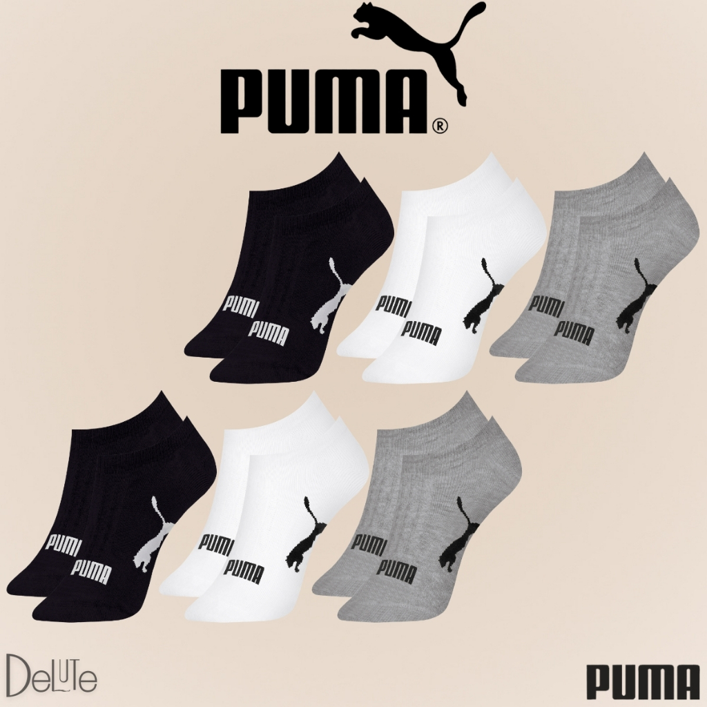 Kit com 6 Meias Esportiva Puma Sport Calcanhar Verdadeiro Cano Baixo Lisa Modelo Sapatilha Adulto