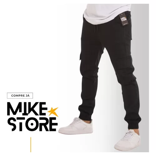 Calça Cargo Jogger Jeans Masculina Com Elástico 