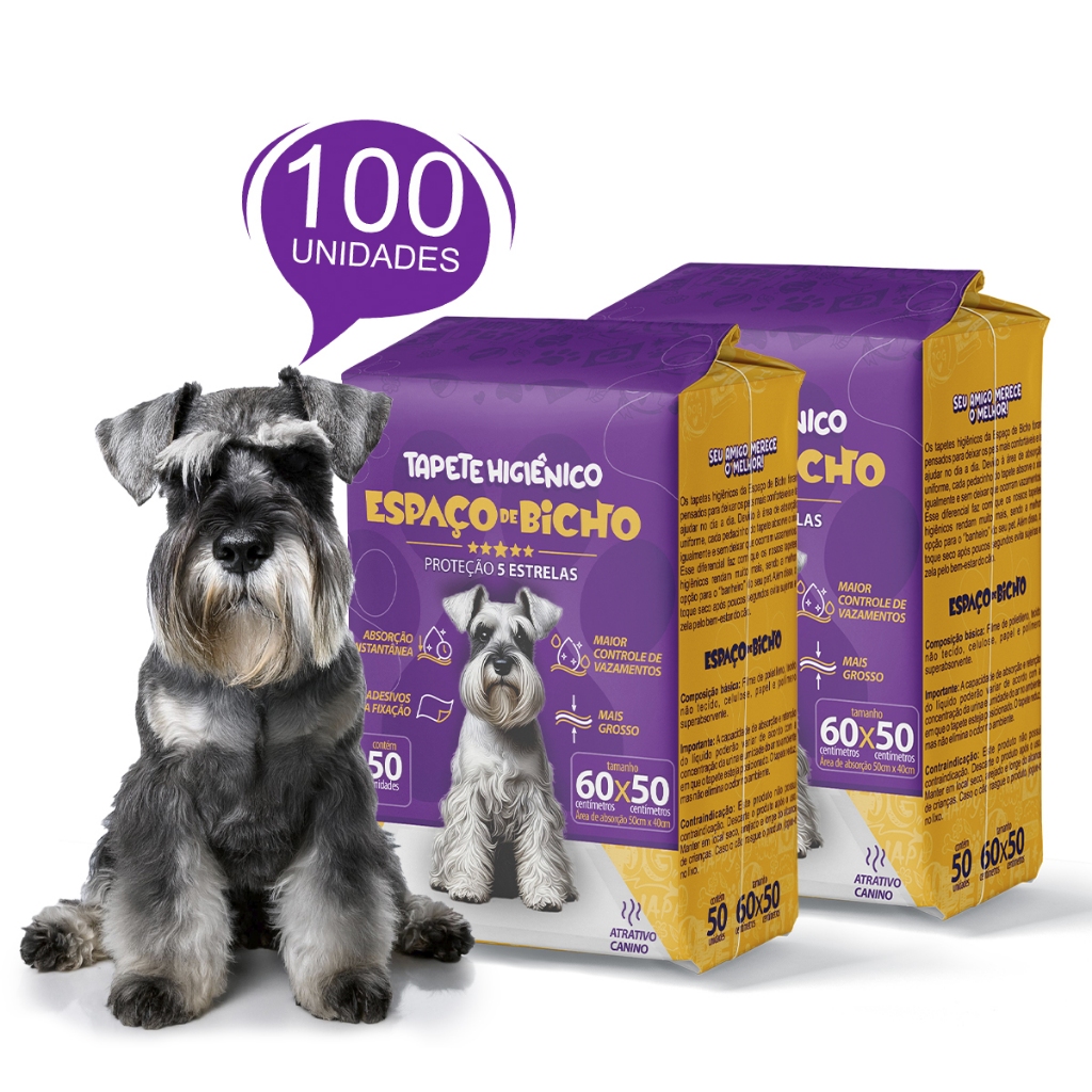 Kit 100 Tapetes Higiênicos Espaço De Bicho Para Cães 50x60cm Envio Imediato