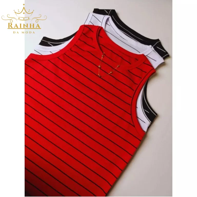 KIT 3 Blusa REGATA LISTRADA Tendência Camiseta B